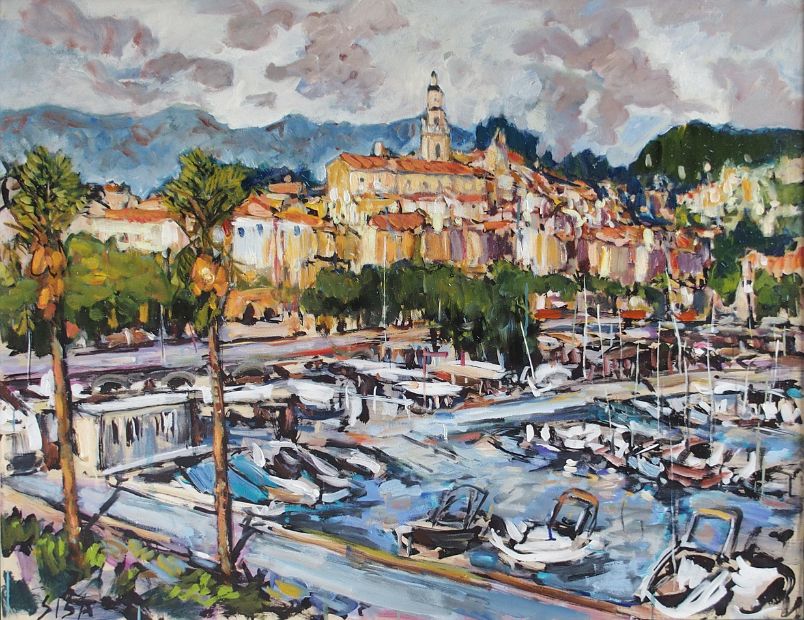 MENTON - FRANKREICH, Acryl auf Synthetik, 80 x 100 cm
